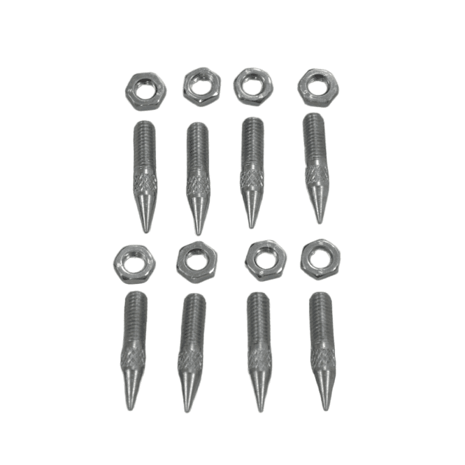 Atacama M8 Carpet Spikes C/W Lock Nuts - Silver